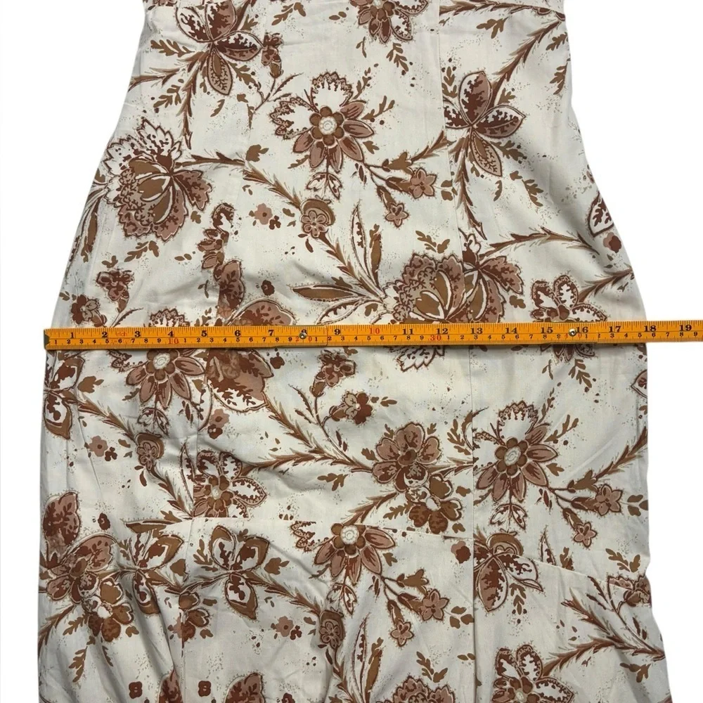 NEW Abercrombie and Fitch Cream Floral Printed Poplin Puff Sleeve Midi Dress XS